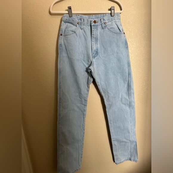 Vintage Y2K Wrangler Cowboy Cut Jeans Sz 27 Tall Light Wash‎ High Rise - Picture 3 of 10